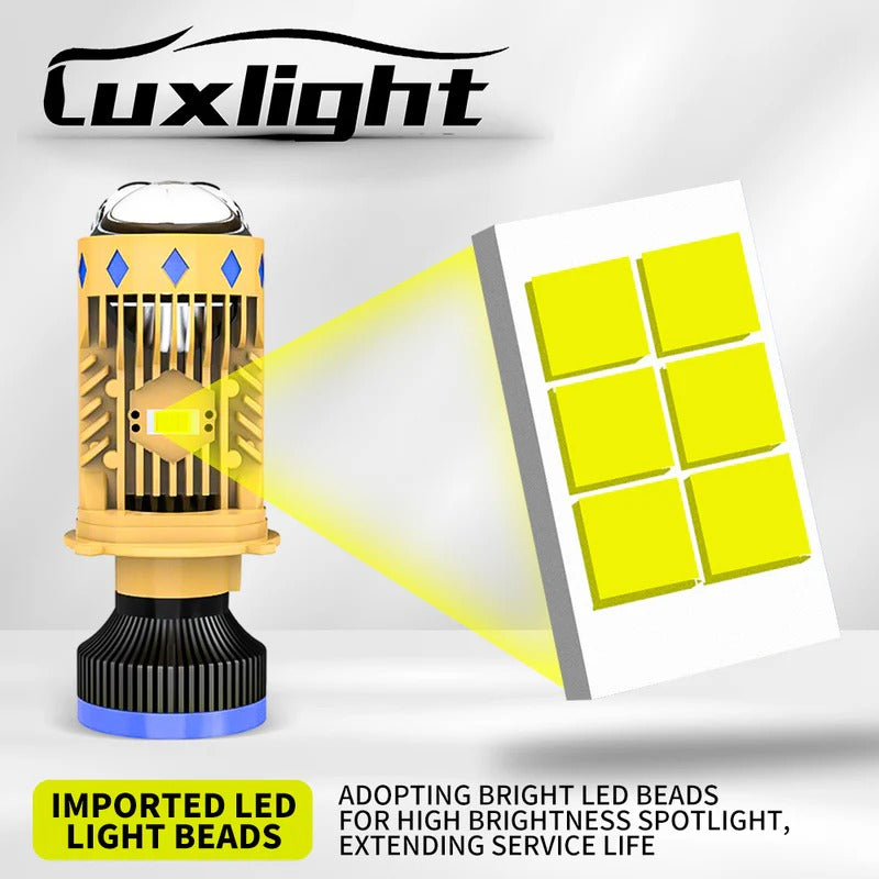 New Mini Lens Bulb T8 H4 LED Bulb 150W, 7000K, 52800LM (Luxlight Headlight Luxury), 2pcs