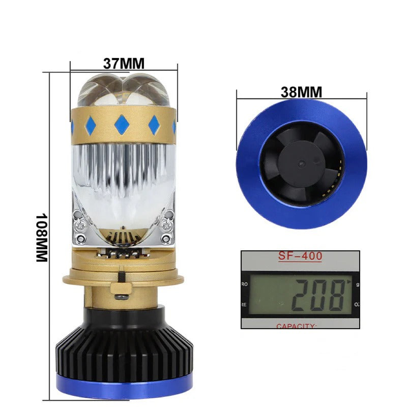 New Mini Lens Bulb T8 H4 LED Bulb 150W, 7000K, 52800LM (Luxlight Headlight Luxury), 2pcs