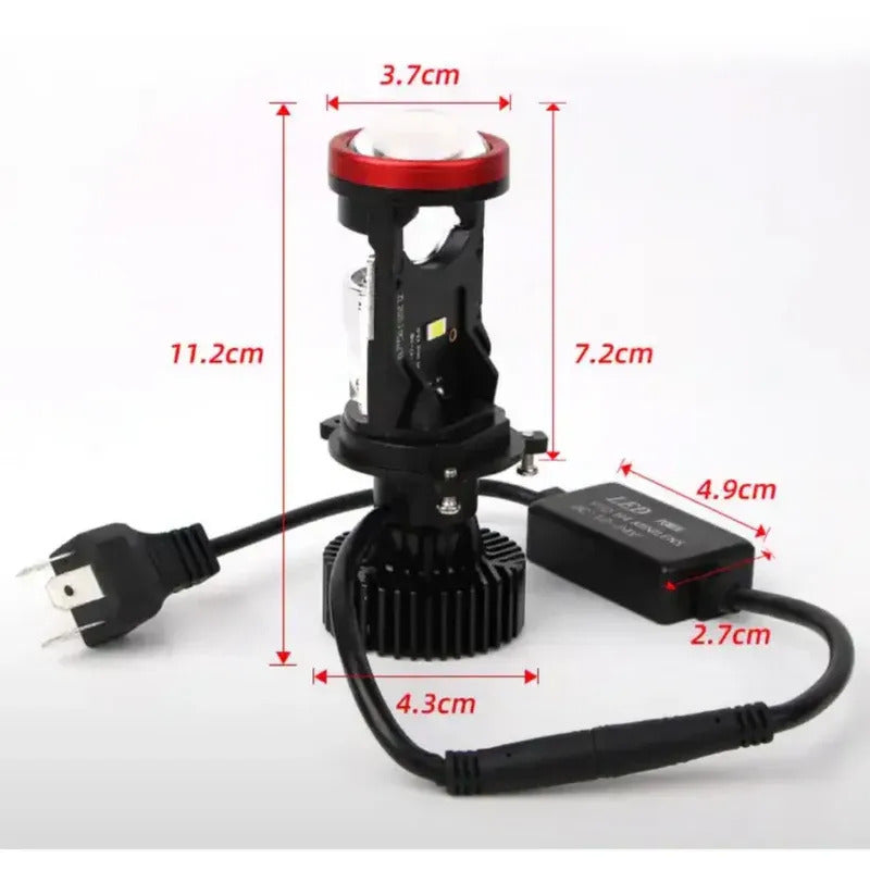Car Bulb Lulxight Y7 H4 LED Mini Lens H4 P43T-38 Far/Near 6500K White (2pcs)
