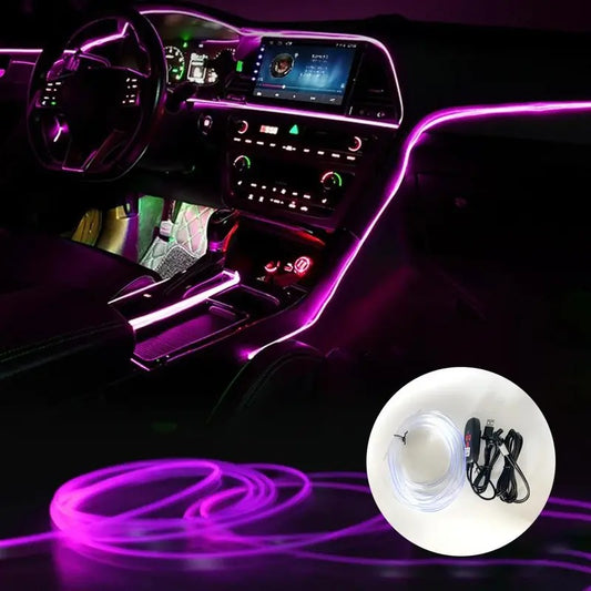 USB-Powered Car Interior LED Ambient Light, 5M Fiber Optic Strip with Multiple Color Modes, Car Interior Decorative Items, Car Lighting Accessories, Led For Car, Led Car Lights