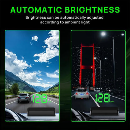 K1 GPS HUD Speedometer for Cars – Large MPH Display, Auto Brightness, USB Plug & Play, Green/White