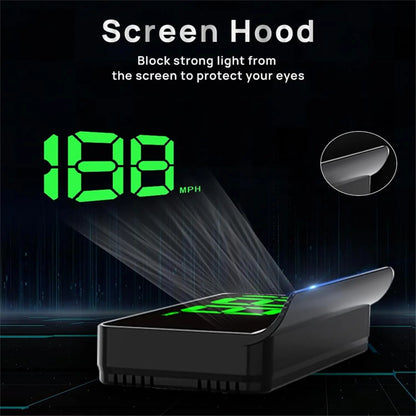 K1 GPS HUD Speedometer for Cars – Large MPH Display, Auto Brightness, USB Plug & Play, Green/White