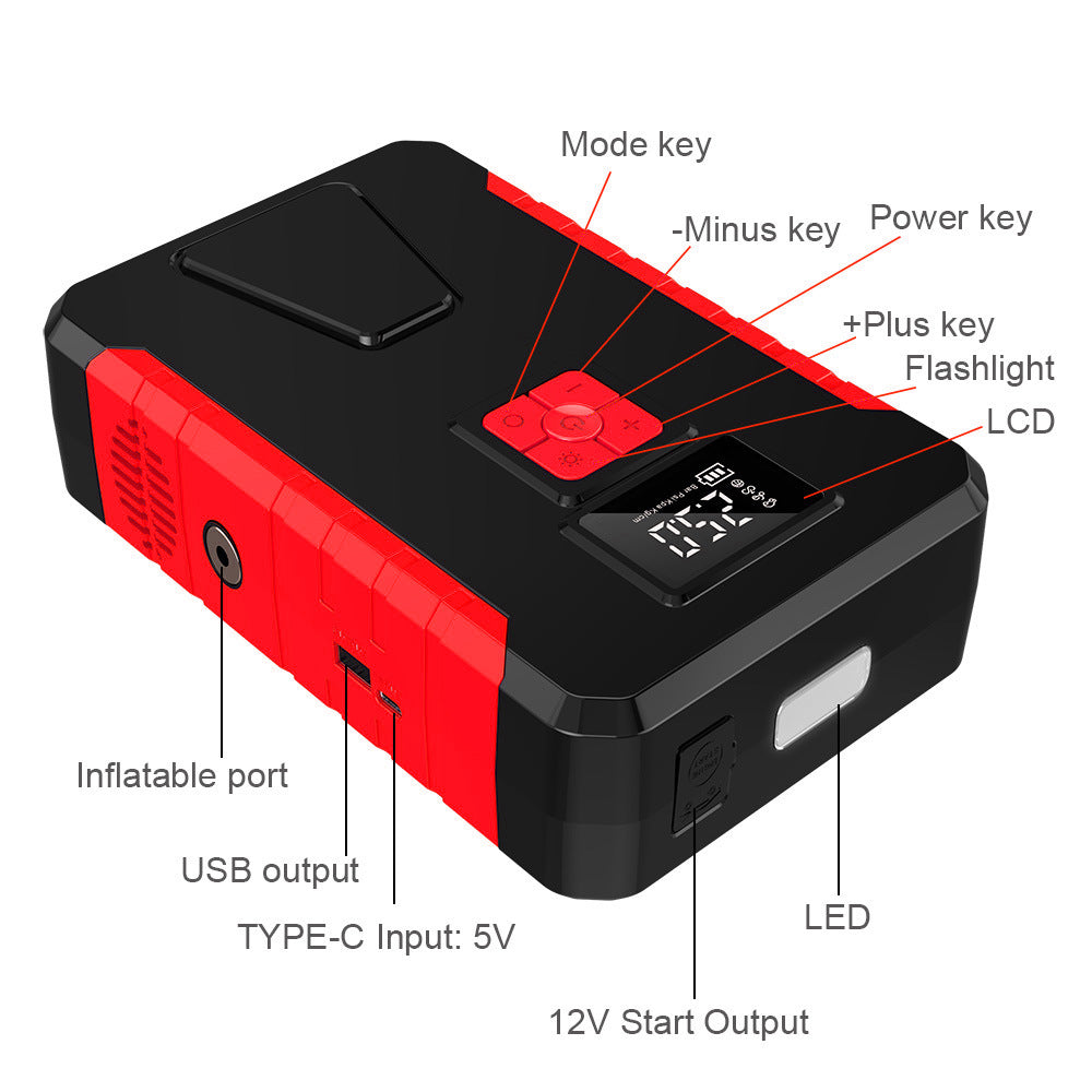 Emergency starter power car inflatable pump dual-use intelligent all-in-one high-capacity hitchhiker