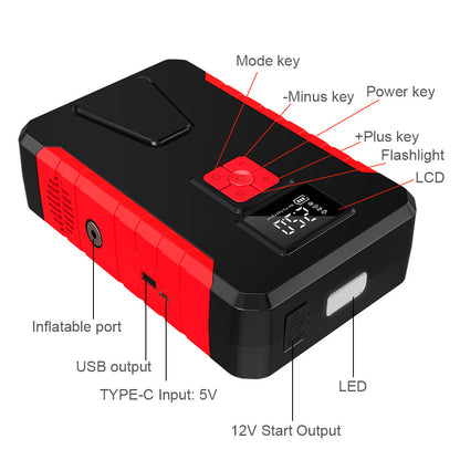 Emergency starter power car inflatable pump dual-use intelligent all-in-one high-capacity hitchhiker