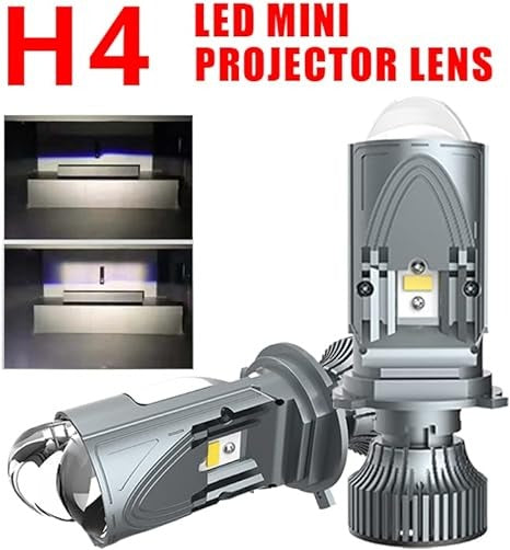 Super Bright Car LED Headlight H4 120W 20000LM Mini Projector Dual Lens, High Low Beam Bulb 2pcs