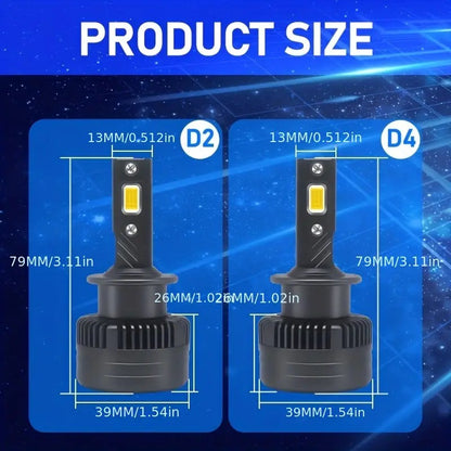 Newest LED Headlight Bulbs Luxlight Xenon lamps LED Headlights D1S D2S D4S D5S D8S D1R D2R D3R Turbo LED 35000LM Two-sided 3570 Chip 6000K Plug&Play,2pcs