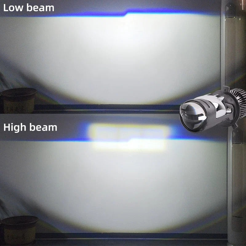 Super Bright Car LED Headlight H4 120W 20000LM Mini Projector Dual Lens, High Low Beam Bulb 2pcs