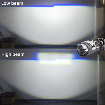 Super Bright Car LED Headlight H4 120W 20000LM Mini Projector Dual Lens, High Low Beam Bulb 2pcs