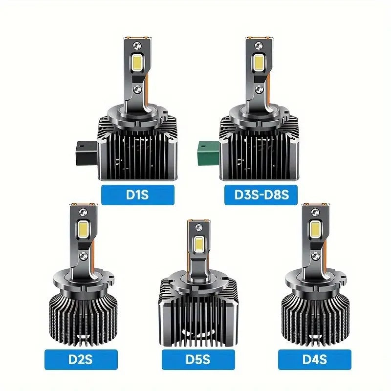 Newest LED Headlight Bulbs Luxlight Xenon lamps LED Headlights D1S D2S D4S D5S D8S D1R D2R D3R Turbo LED 35000LM Two-sided 3570 Chip 6000K Plug&Play,2pcs