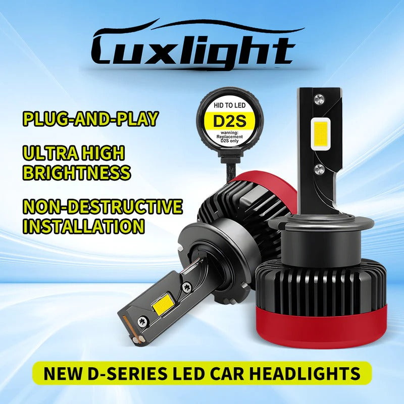 Newest LED Headlight Bulbs Luxlight Xenon lamps LED Headlights D1S D2S D4S D5S D8S D1R D2R D3R Turbo LED 35000LM Two-sided 3570 Chip 6000K Plug&Play,2pcs