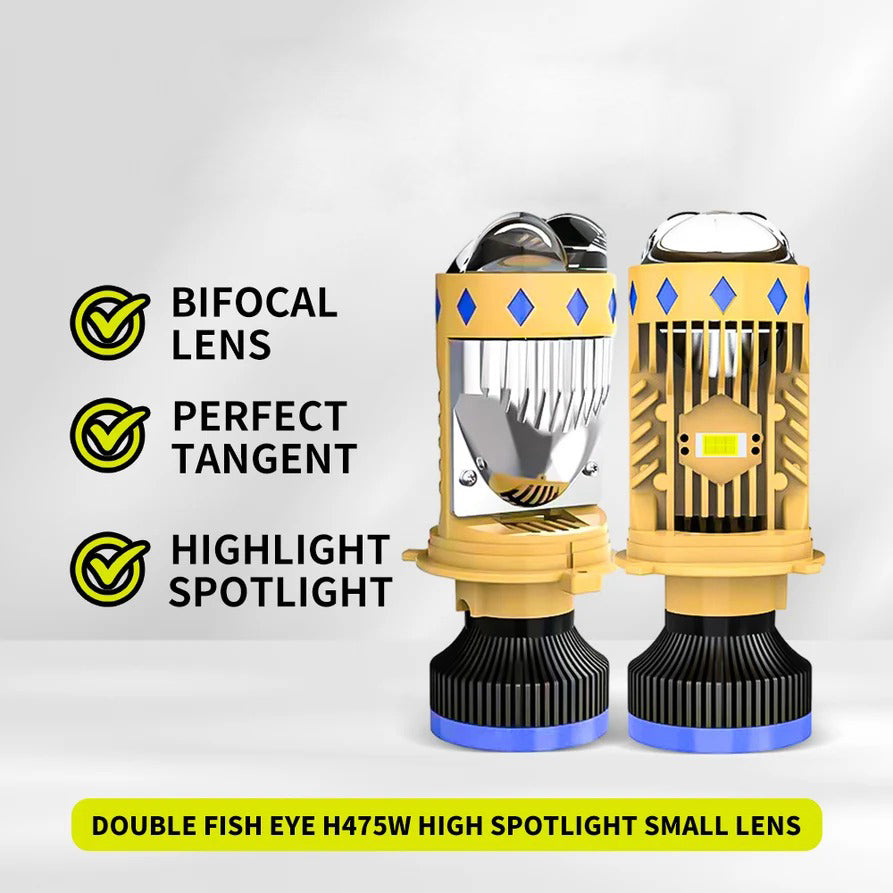 New Mini Lens Bulb T8 H4 LED Bulb 150W, 7000K, 52800LM (Luxlight Headlight Luxury), 2pcs