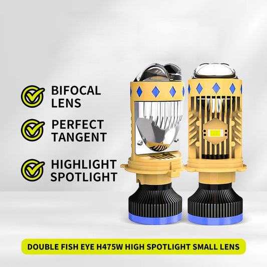New Mini Lens Bulb T8 H4 LED Bulb 150W, 7000K, 52800LM (Luxlight Headlight Luxury), 2pcs