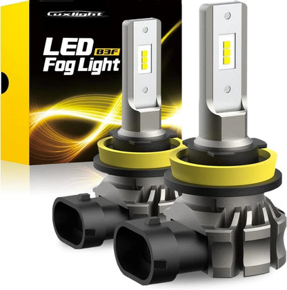 H11/H8/H16 LED Fog Light Bulbs or DRL, 6000 Lumens 6500K Cool White Light, 300% Brightness, CSP LED Chips Fog Lamps Replacement for Cars, Play and Plug (Pack of 2)
